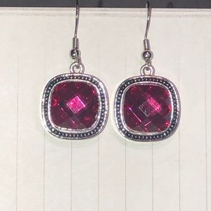 🆕Deep pink crystal earrings NWT